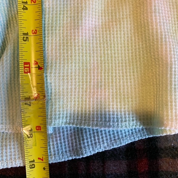 Blue Green Tie Dye Look Thermal Material XS Wild Fable Crop Top Waffle Knit - Picture 9 of 9